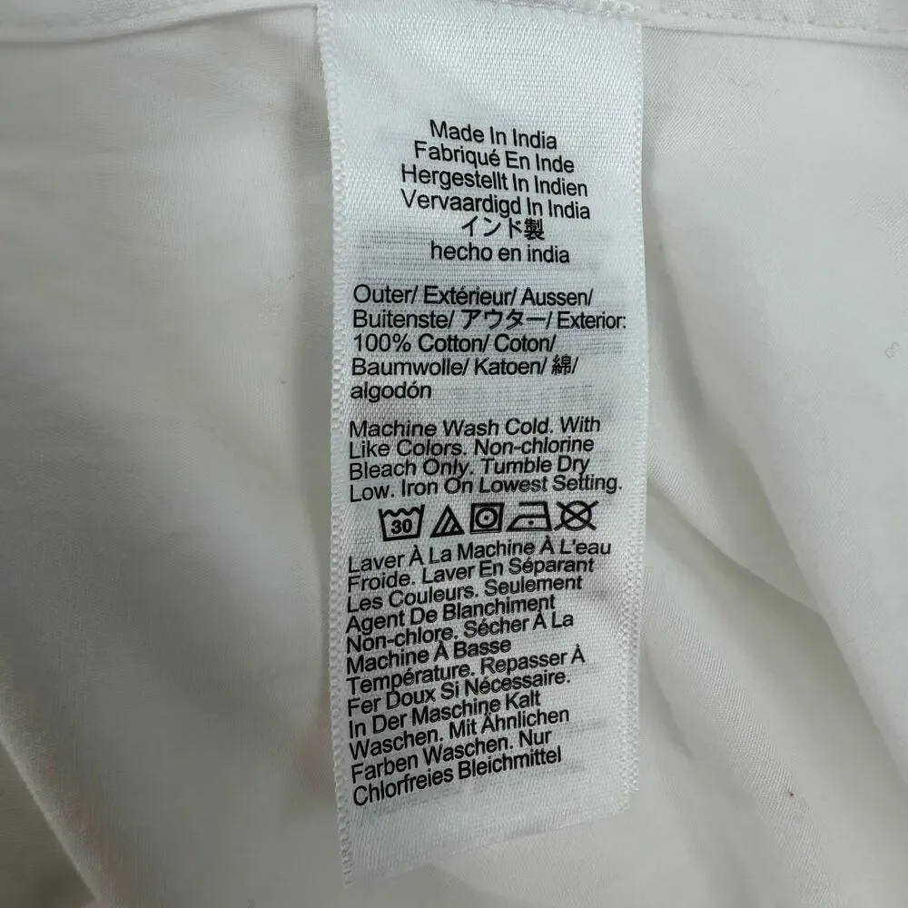 J.Crew White Cotton Poplin Delilah Puff Sleeve Ruffle Hem Mini Dress Size L